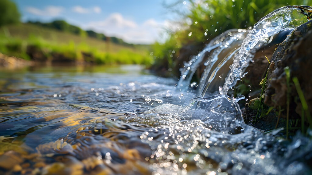 Water flowing into river